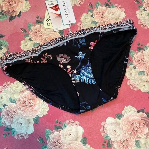 Seafolly hipster bikini bottoms only water‎ garden US size 6 NEW - Picture 2 of 9